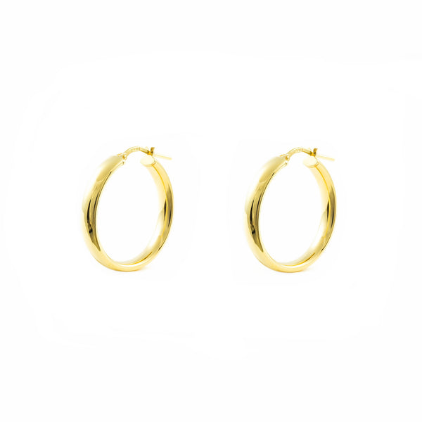 925 Sterling Silver gold-plated Hoops shine earrings 16x4 mm