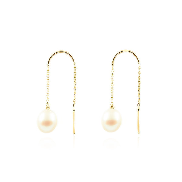 9ct Yellow Gold Pearl 7 mm Earrings shine