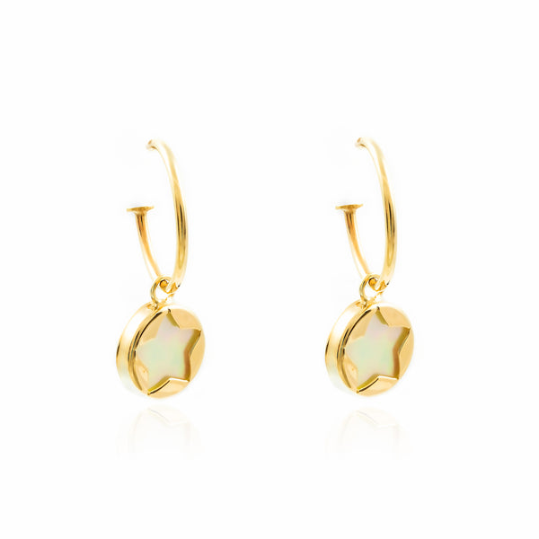 9ct Yellow Gold Nacre Star Earrings shine