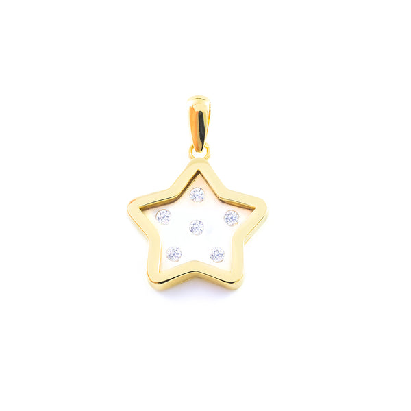 9ct Yellow Gold Star Cubic Zirconia pendant shine