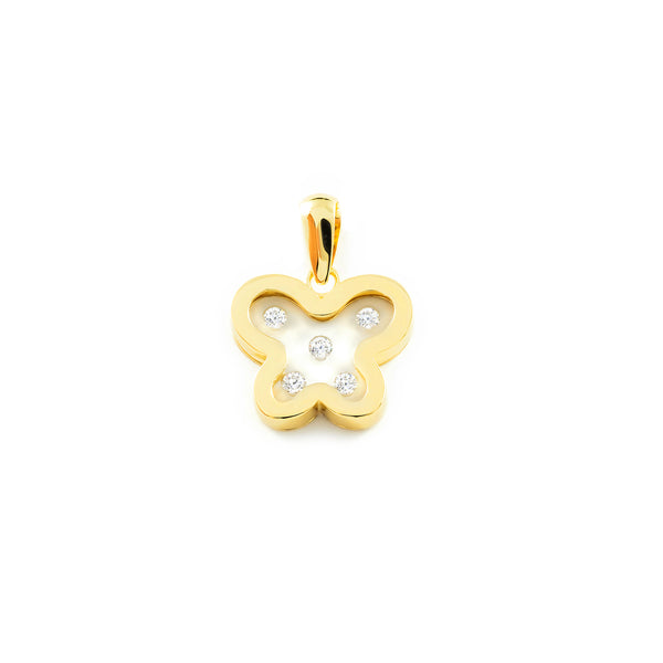 9ct Yellow Gold Butterfly Cubic Zirconia pendant shine