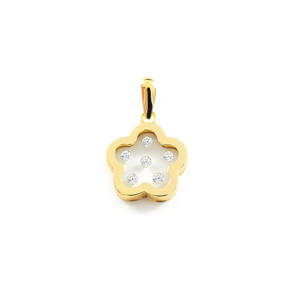 9ct Yellow Gold Flower Cubic Zirconia pendant shine