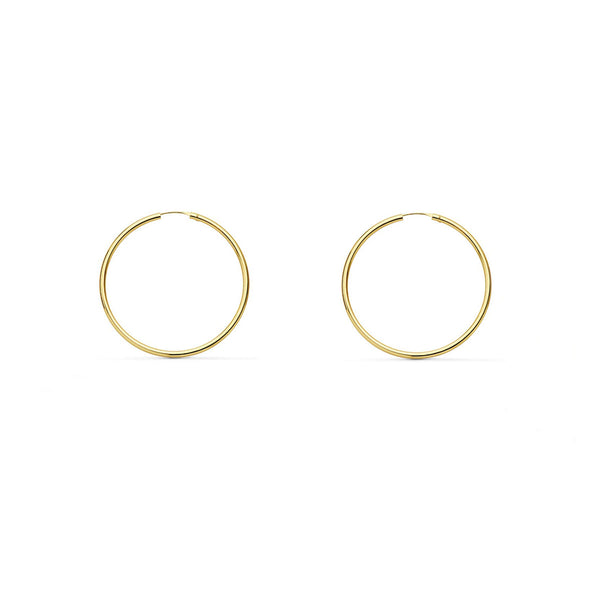 Pendientes Oro Amarillo 18K Aros Redondo Flexibles Brillo 18 x 1,5 mm