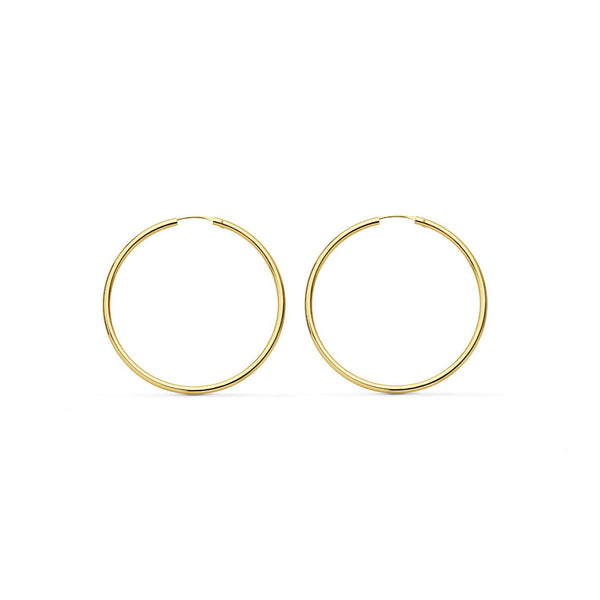 Pendientes Oro Amarillo 18K Aros Redondo Flexibles Brillo 22 x 1,5 mm