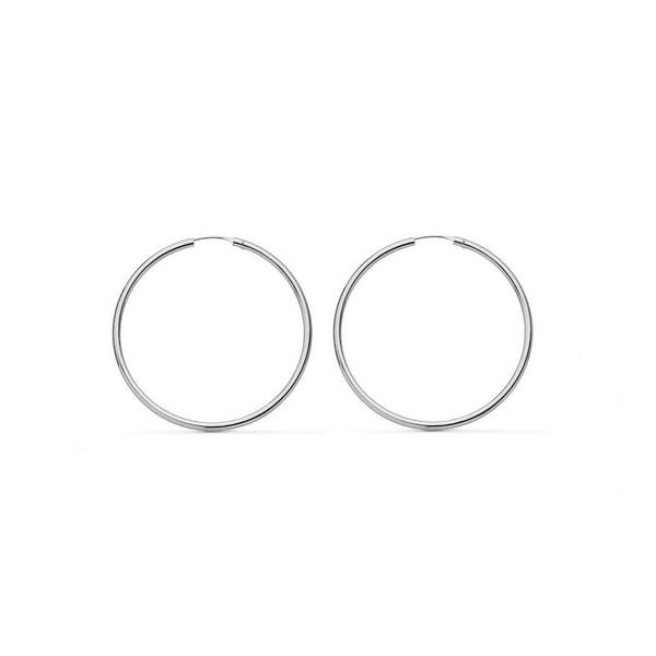 Pendientes Oro Blanco 18K Aros Redondo Flexibles Brillo 22 x 1,5 mm