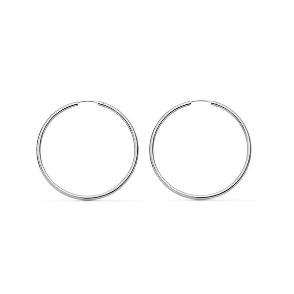 Pendientes Oro Blanco 18K Aros Redondo Flexibles Brillo 27 x 1,5 mm