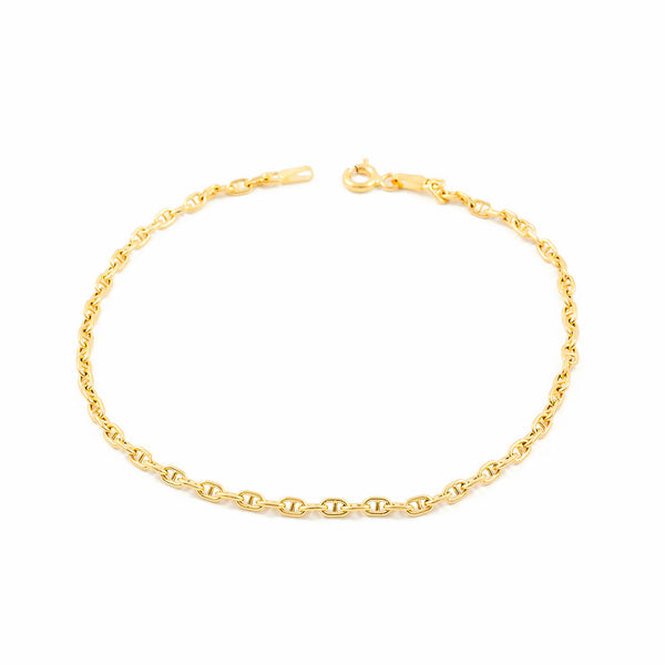18ct Yellow Gold Women's Bracelet light Anchor Design 18 cm
