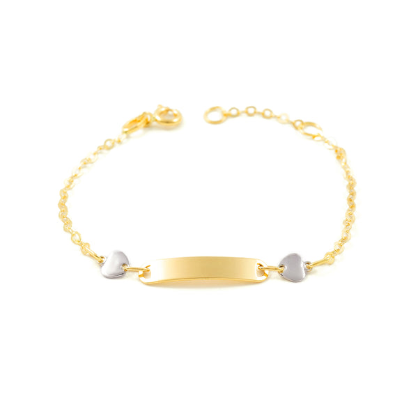 18ct two color gold Personalized Slave Bracelet Heart Shaped Pendants 14 cm Length