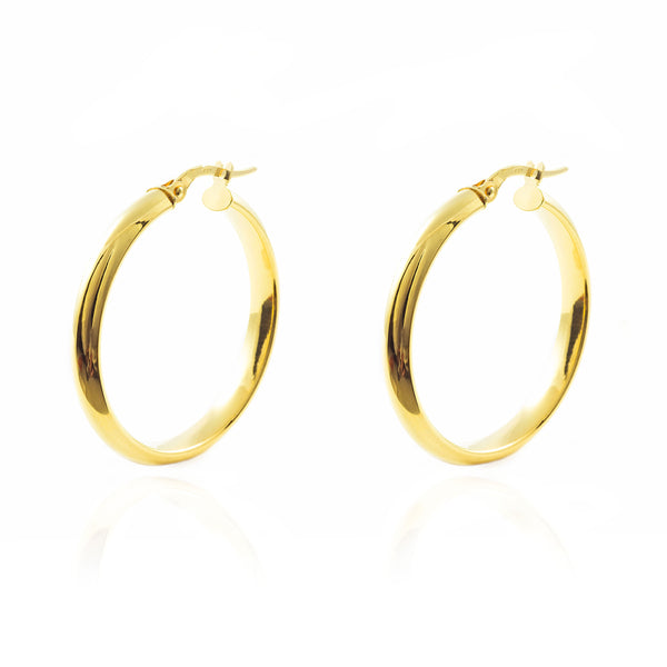 18ct Yellow Gold Hoops Earrings shine 29x4 mm