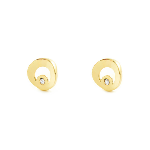 9ct Yellow Gold Round Cubic Zirconia Children's Girls Earrings shine