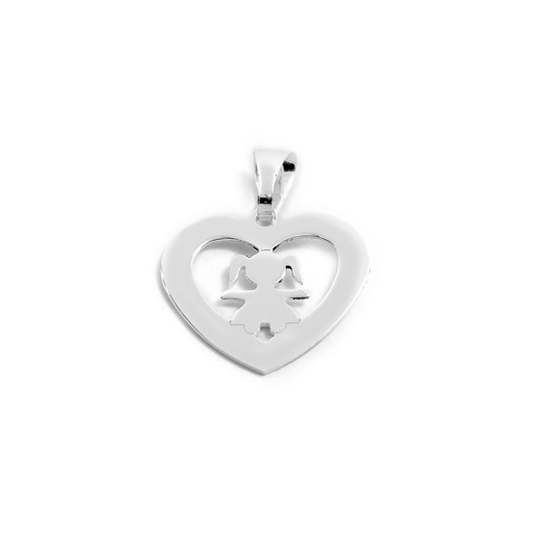 925 Sterling Silver Girl Heart Pendant shine