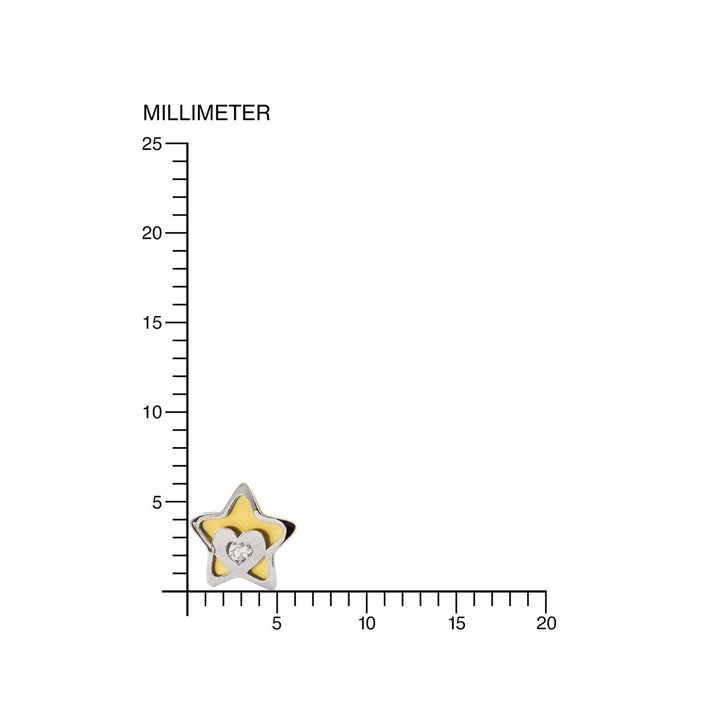 Pendientes Oro Niña estrella bicolor con corazón y circon (9kts)