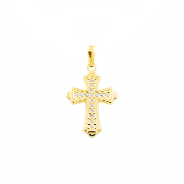 9ct Yellow Gold Rectangular religious pendant cross 20x13 mm shine