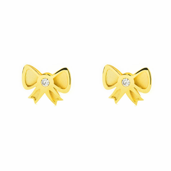 9ct Yellow Gold Lasso Cubic Zirconia Children's Girls Earrings shine