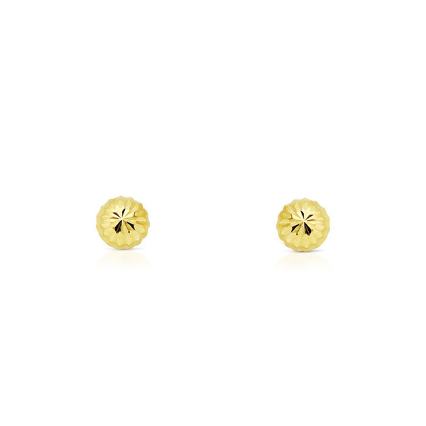 9ct Yellow Gold Half Ball 5 mm carved Earrings