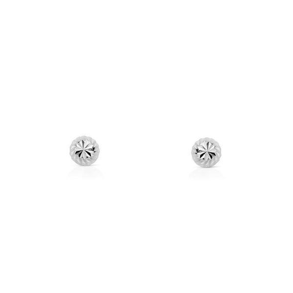 9ct White Gold Ball 4 mm carved Earrings