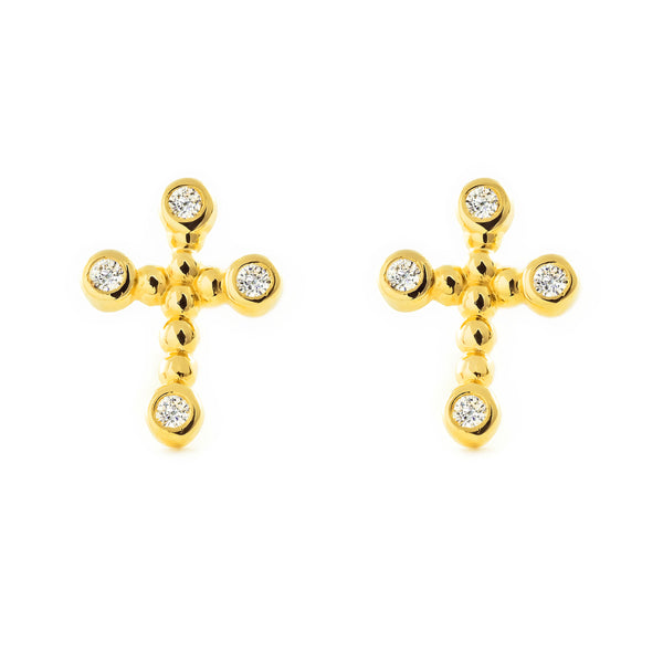 9ct Yellow Gold Cross Cubic Zirconia Earrings shine