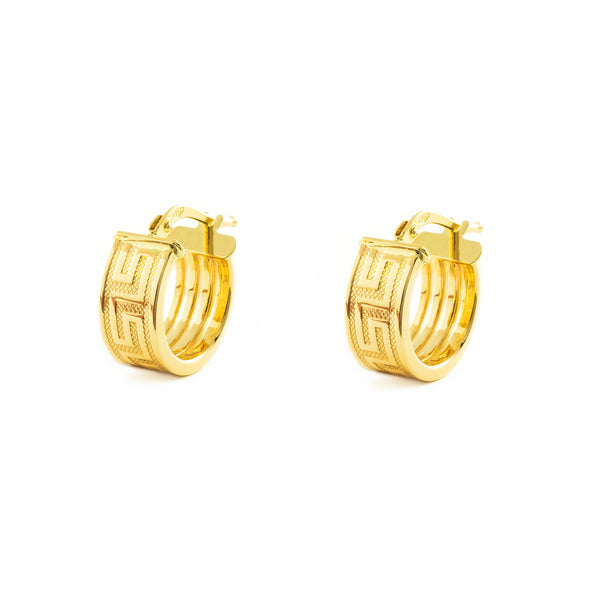18ct Yellow Gold Greece Hoops Earrings 14x6 mm