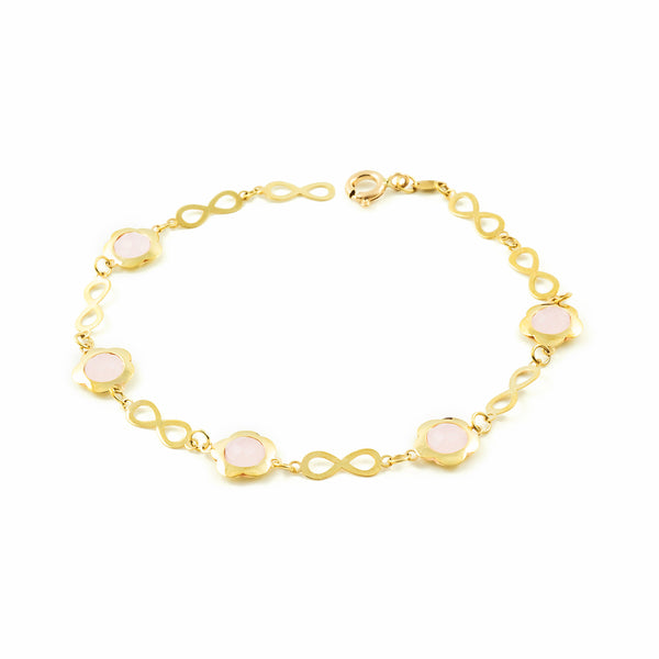  9ct Yellow Gold Infinity Women's Bracelet Rose Sparkle 20 cm