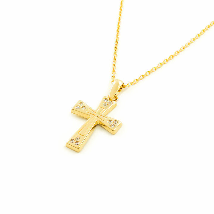 Cruz oro rectangular con circonitas (9kts)