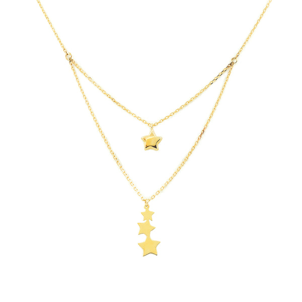 9ct Yellow Gold Stars Necklace 42 cm