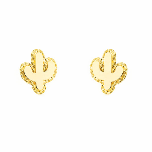 9ct Yellow Gold Cactus Earrings shine