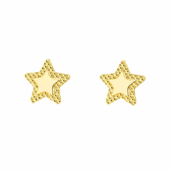 9ct Yellow Gold Star Earrings shine