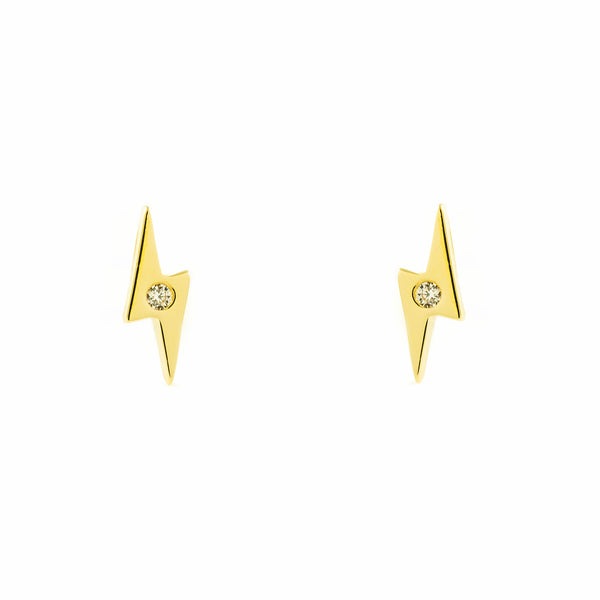 9ct Yellow Gold Lightning Cubic Zirconia Earrings shine