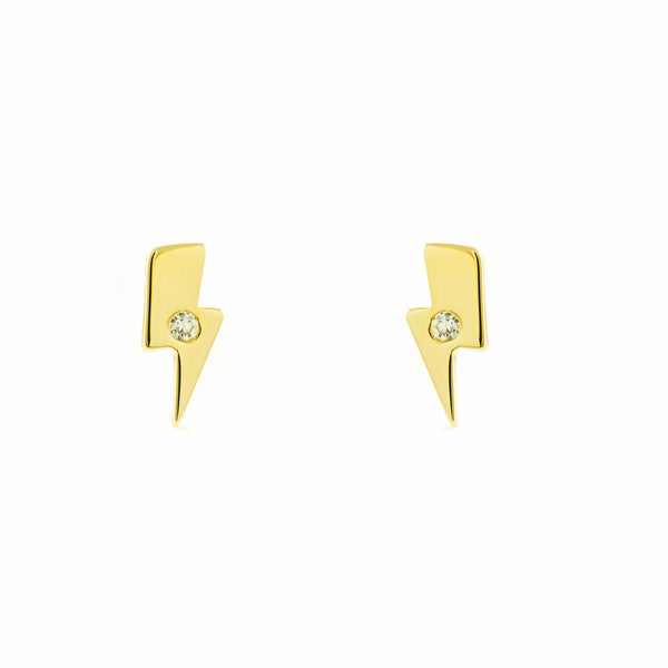 9ct Yellow Gold Lightning Cubic Zirconia Earrings shine