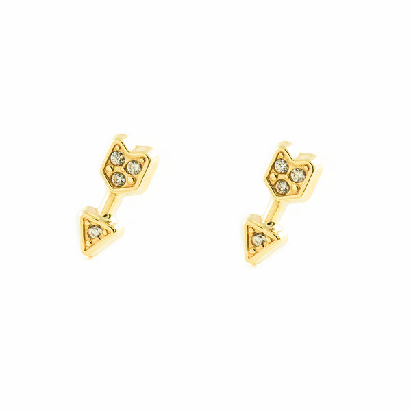 Pendientes Mujer-Niña Oro Amarillo 9K Flecha Circonita Texturado