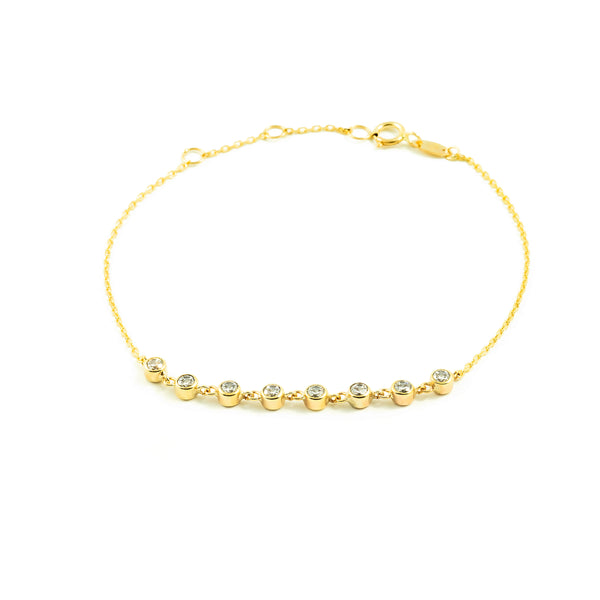  9ct Yellow Gold Women's Bracelet Sparkling Cubic Zirconia 18 cm