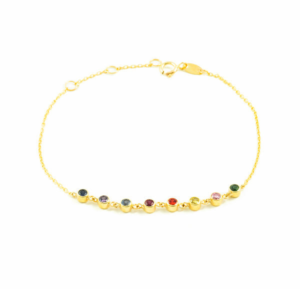 Pulsera Mujer Oro Amarillo 9K Circonita Color Brillo 18 cm