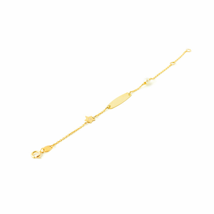 Pulsera Esclava Oro niña con estrella y perla 4 mm (9kts)
