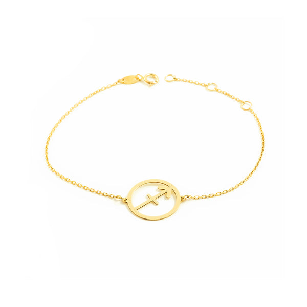  9ct Yellow Gold Sagittarius Horoscope Women's Bracelet 18 cm