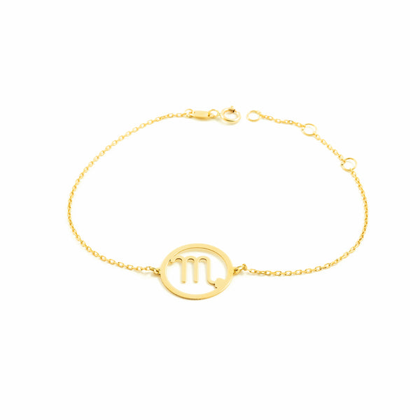 Pulsera Mujer-Niña Oro Amarillo 9K Horoscopo Escorpio Brillo 18 cm