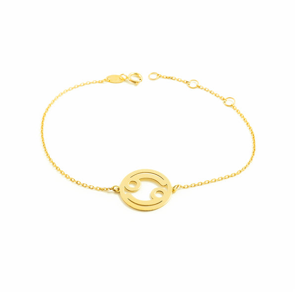  9ct Yellow Gold Cancer Zodiac Women's Bracelet Shine 18 cm