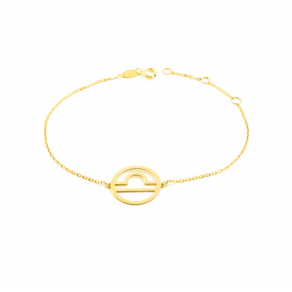 Pulsera Mujer-Niña Oro Amarillo 9K Horoscopo Libra Brillo 18 cm