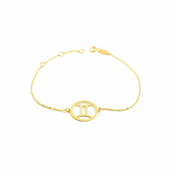 9ct Yellow Gold Gemini Zodiac Women's Bracelet Shine 18 cm