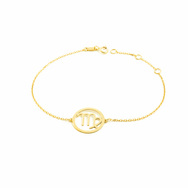 Pulsera Mujer-Niña Oro Amarillo 9K Horoscopo Virgo Brillo 18 cm