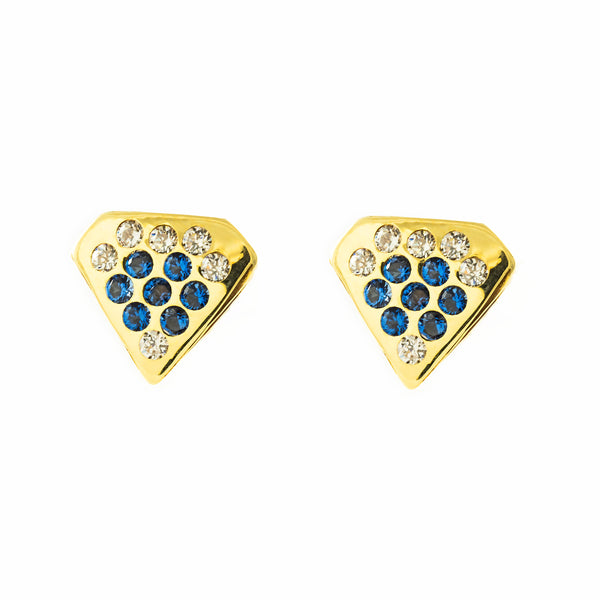 Pendientes Mujer-Niña Oro Amarillo 9K Diamante Zafiros preciosos sintéticos Brillo