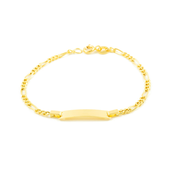 Pulsera Niña Oro Amarillo 18K Personalizada Esclava Barbada 3x1 Brillo 14 cm