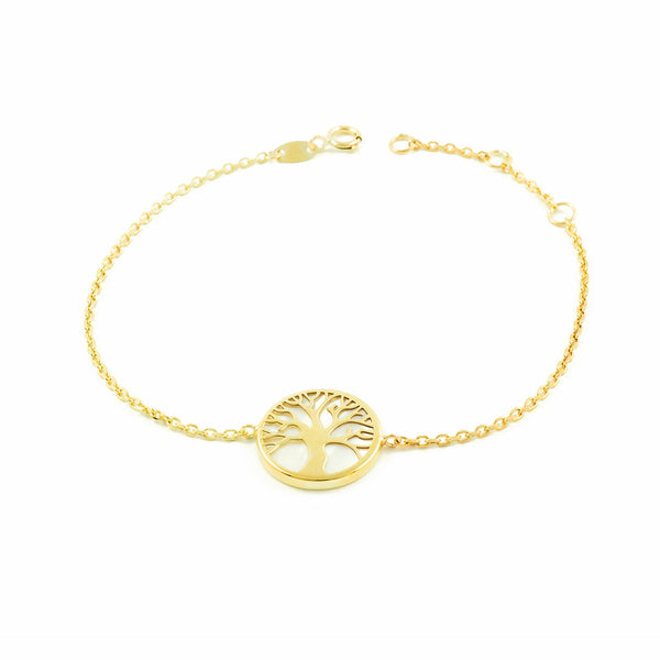 9ct Yellow Gold Personalized Tree of Life Girls Bracelet 18 cm Shine