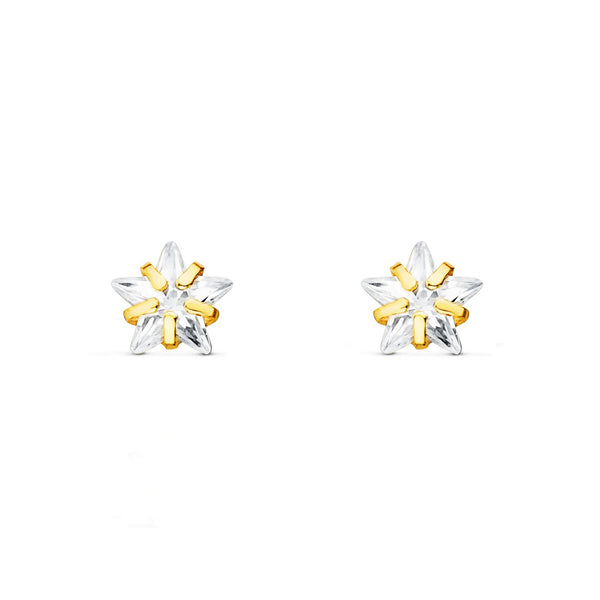 18ct Yellow Gold Star Cubic Zirconia Children's Girls Earrings shine