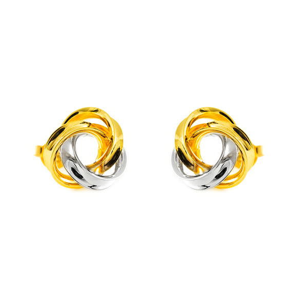 18ct two color gold Knot Earrings shine