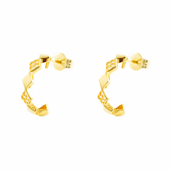 9ct Yellow Gold Rhombus Cubic Zirconia Earrings shine