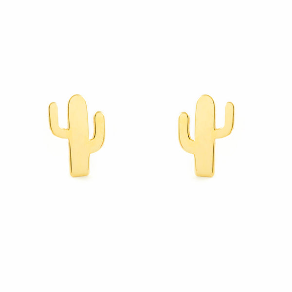 Pendientes Mujer-Niña Oro Amarillo 9K Liso Cactus Brillo