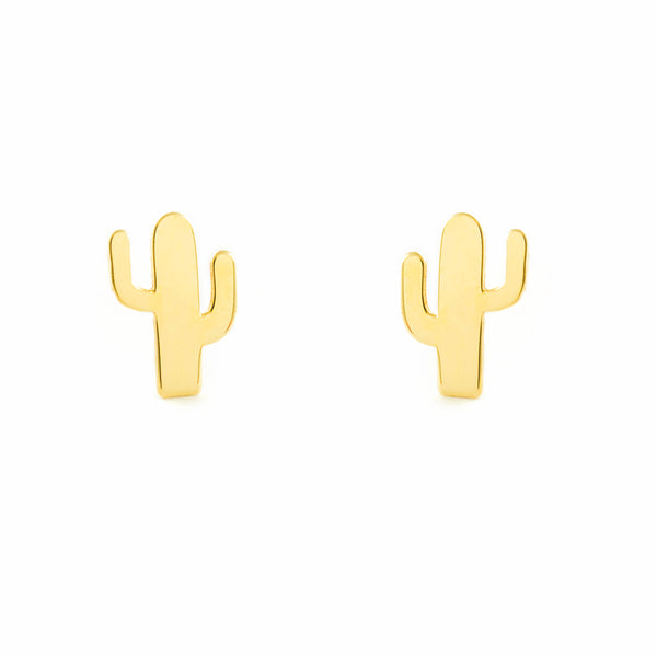 9ct Yellow Gold Cactus Earrings shine