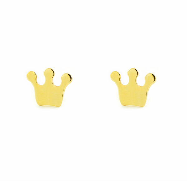 9ct Yellow Gold Crown Earrings shine