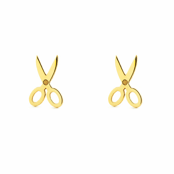 Pendientes Mujer-Niña Oro Amarillo 9K Liso Tijera Brillo