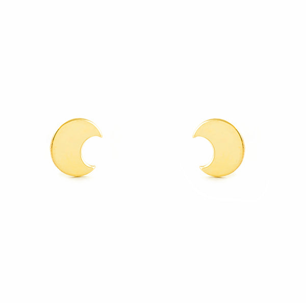 Pendientes Mujer-Niña Oro Amarillo 9K Liso Luna Brillo